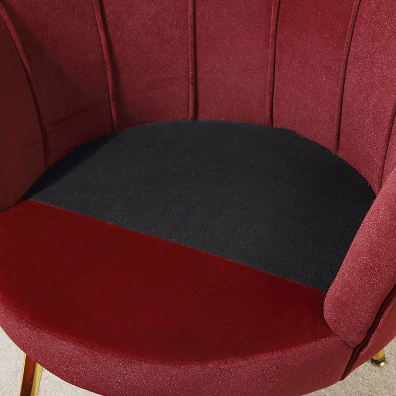 Poltrona Imbottita 76x67x74 cm in Tessuto Vellutato Rosso-7