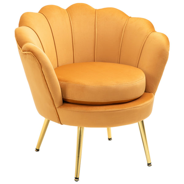 Fauteuil de chambre rembourré 75x63x73 cm en velours jaune prezzo