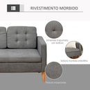 Divano 3 Posti 166,5x62x82 cm in Tessuto Grigio-5