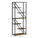 Libreria a Muro 6 Ripiani 64x30x165 cm in Truciolare e Metallo Marrone e Nero-3