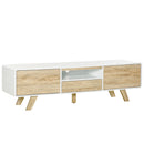 Mobile TV 2 Ante Cassetto e Vano Centrale 160x40x45 cm in MDF Bianco e Legno-1