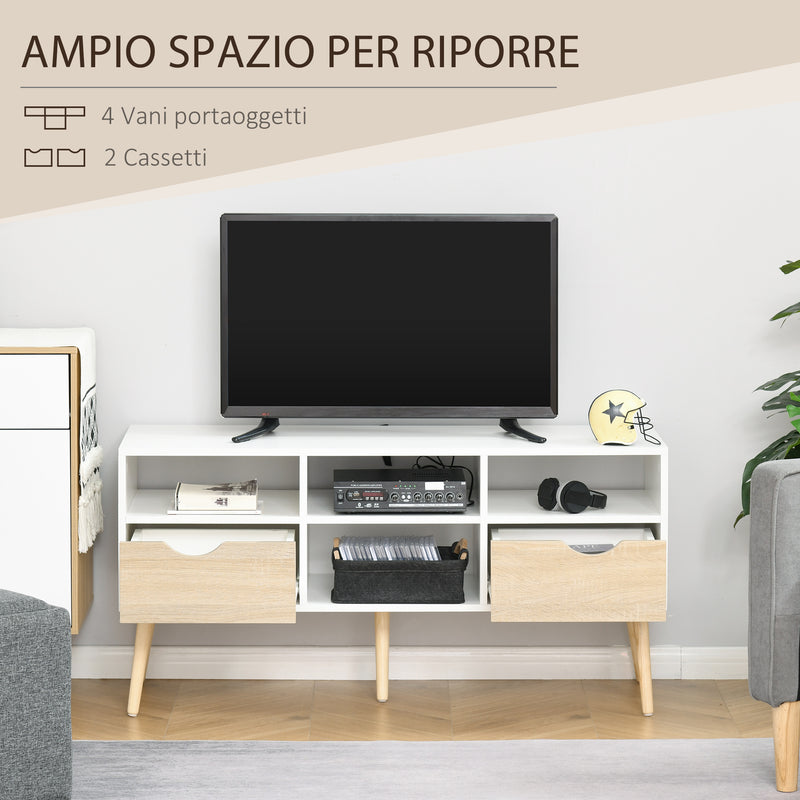 Mobile TV 117x39x57 cm in Truciolare Bianco e Rovere-5