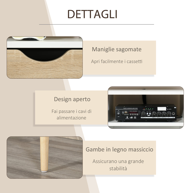 Mobile TV 117x39x57 cm in Truciolare Bianco e Rovere-6