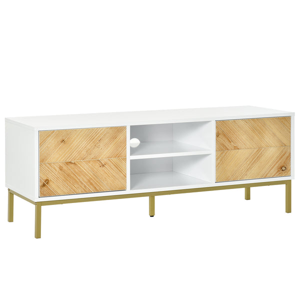 prezzo Meuble TV 2 Portes et Compartiment Central 120x40x44,6 cm en Bois Blanc et Doré