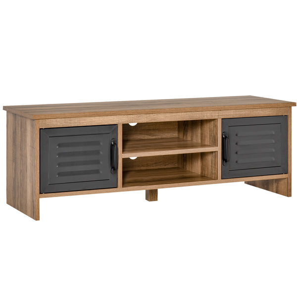 sconto Meuble TV 109x35x38 cm 2 portes métal 2 étagères marron