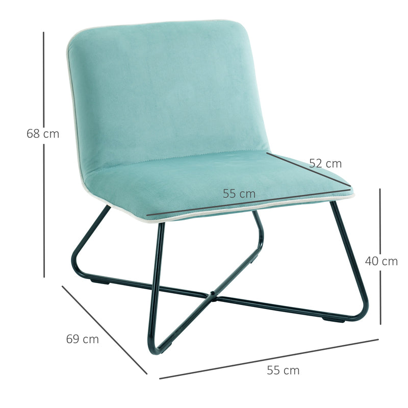 Poltrona Imbottita 55x69x68 cm in Velluto Verde-3