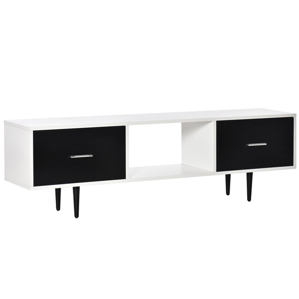 sconto Meuble TV en aggloméré et métal 140x30x42 cm Noir et Blanc