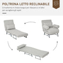 Poltrona Letto Singolo Trasformabile 73x60x81 cm Schienale Reclinabile Grigia-4