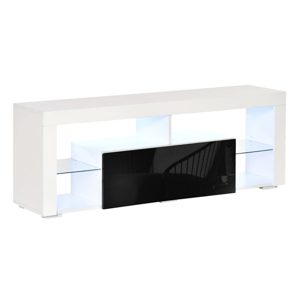 sconto Meuble TV Jusqu'à 55" 140x35x52 cm avec Lumières LED Blanches