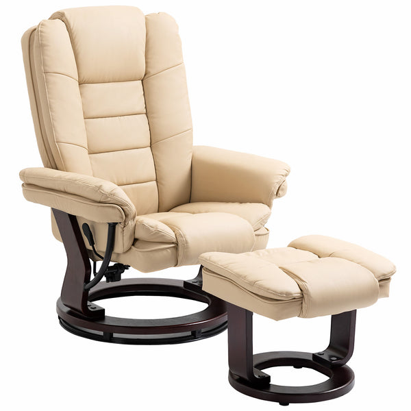 Fauteuil relax inclinable manuel 79x80x102 cm avec repose-pieds en similicuir beige online