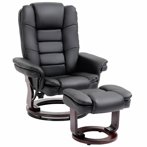 Fauteuil relax inclinable manuel 79x80x102 cm avec repose-pieds en similicuir noir online