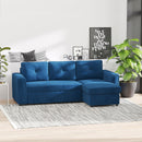 Divano Letto 3 Posti con Chaise Longue Contenitore 232x141x85 cm in Tessuto Effetto Lino Blu-2