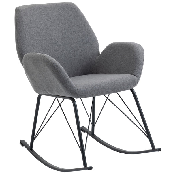 online Chaise à bascule rembourrée 65x80x88 cm en métal et tissu gris