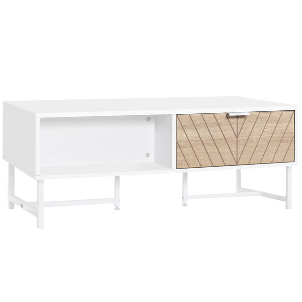 Table Basse avec Tiroirs 100x50x40 cm en Bois et Métal Blanc online