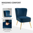 Poltrona Moderna Imbottita 56x65,5x82,5 cm in Tessuto Vellutato Blu-4