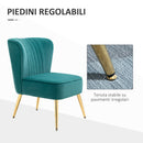 Poltrona Moderna Imbottita 56x65,5x82,5 cm in Tessuto Vellutato Verde-5