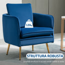 Poltrona Imbottita 63x61x80 cm in Velluto Blu-5