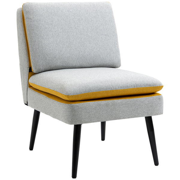 Fauteuil rembourré 58x75x85 cm en tissu gris et jaune prezzo