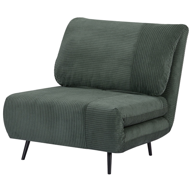 Poltrona Letto Singolo Trasformabile 82x89x83 cm in Legno e Acciaio Tessuto Velluto a Coste Verde-1