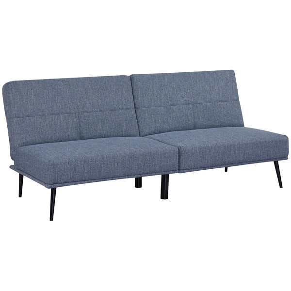 sconto Canapé-lit simple 180x80x81 cm en tissu effet lin bleu clair et noir