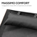 Lettino Prendisole Chaise Longue 165x72x86 cm in Legno e Tessuto a Rete Nero-4