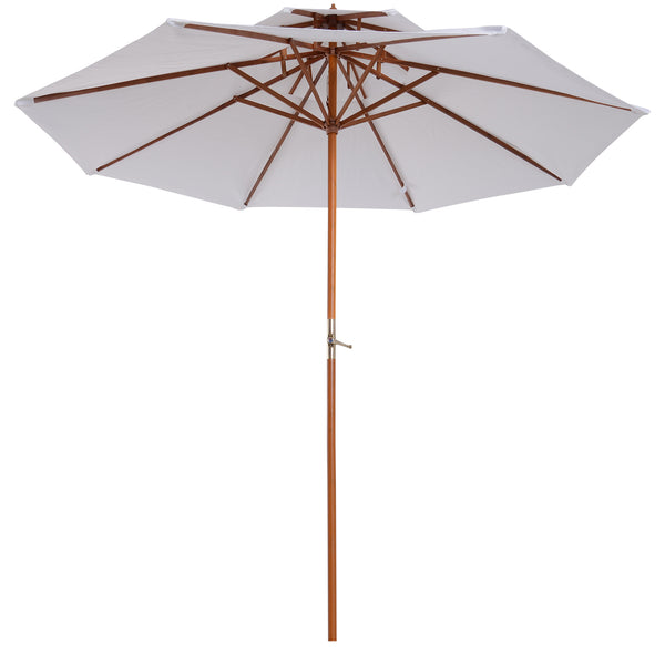 prezzo Parasol de jardin Ø2,7 m mât Ø38 mm en bois avec double toit crème