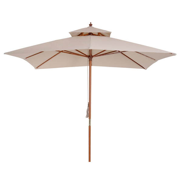 Parasol de jardin 3x3 m en bambou avec mât Ø48 mm double toit crème prezzo