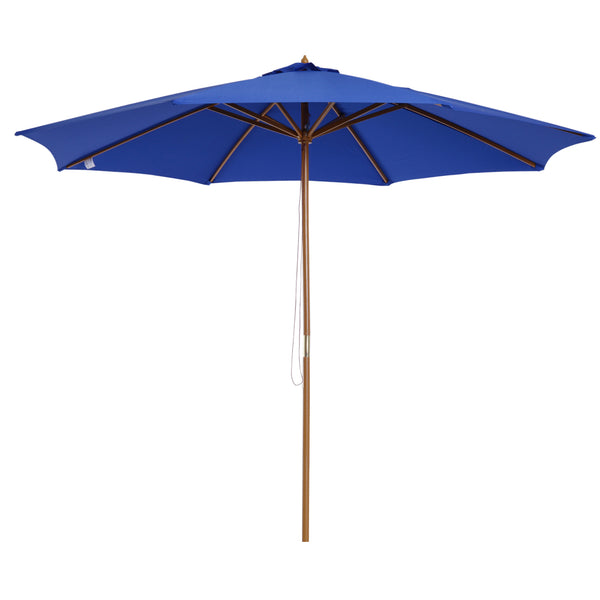 Parasol de jardin Ø3 m Mât Ø38 mm en Bois de Peuplier et Bambou Bleu acquista