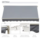 Tenda da Sole Avvolgibile a Parete 295x245 cm in Alluminio e Poliestere Grigio-7