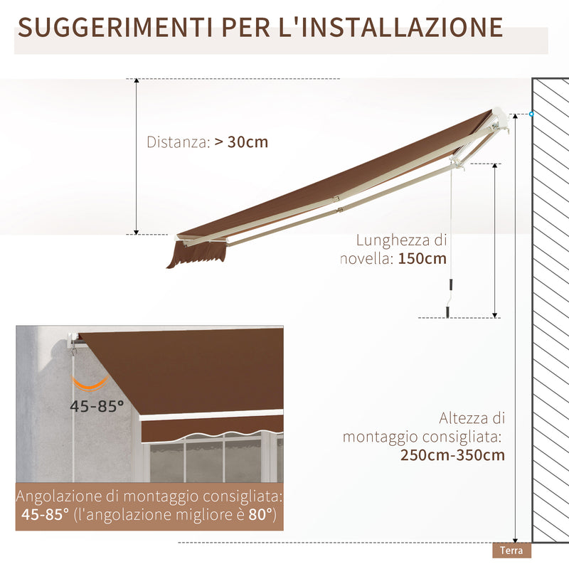 Tenda da Sole Avvolgibile a Parete 395x245 cm in Metallo e Poliestere Rosso ruggine-6