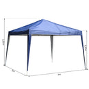 Gazebo da Giardino 3x3m in Acciaio Pieghevole Tessuto Oxford Blu -3