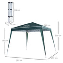 Gazebo da Giardino Pieghevole 297x297x250 cm in Acciaio e Tessuto Oxford Verde-3