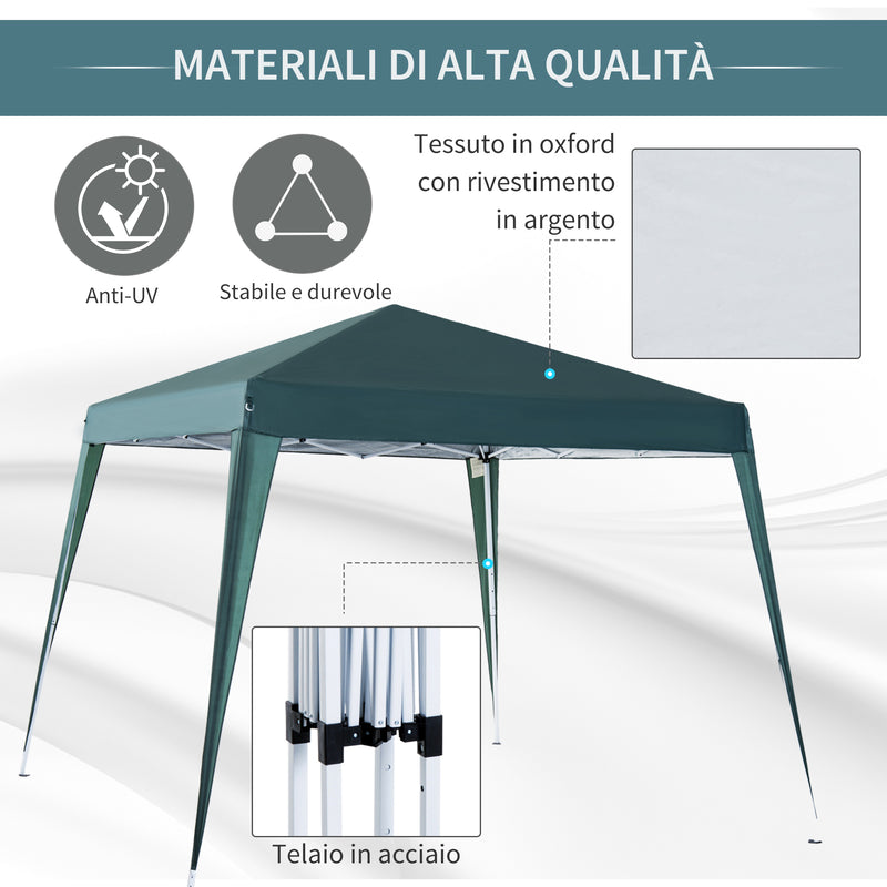 Gazebo da Giardino Pieghevole 297x297x250 cm in Acciaio e Tessuto Oxford Verde-4