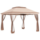 Gazebo Doppio Tetto Impermeabile con Zanzariere Marrone 3,25x3,25 m -1