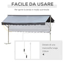 Tenda da Sole Autoportante 2,95x2,94 cm in Metallo e Poliestere Grigia-5