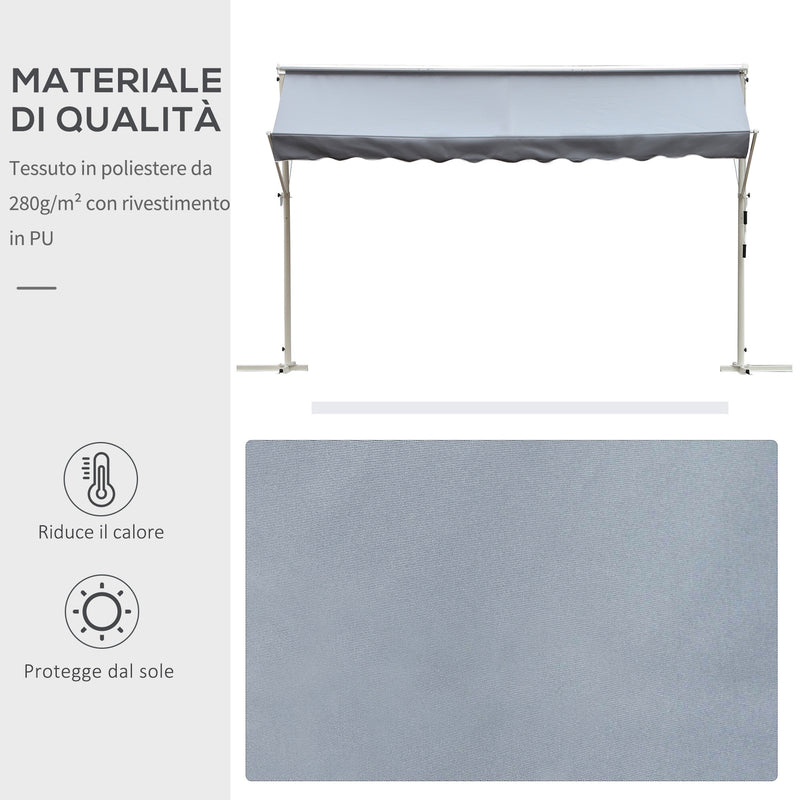 Tenda da Sole Autoportante 2,95x2,94 cm in Metallo e Poliestere Grigia-6