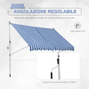 Tenda da Sole a Muro 300x150 cm in Metallo e Poliestere Blu e Bianco-4