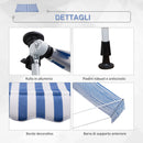 Tenda da Sole a Muro 300x150 cm in Metallo e Poliestere Blu e Bianco-6