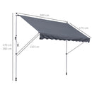 Tenda da Sole a Muro 300x150 cm in Metallo e Poliestere Grigio-3