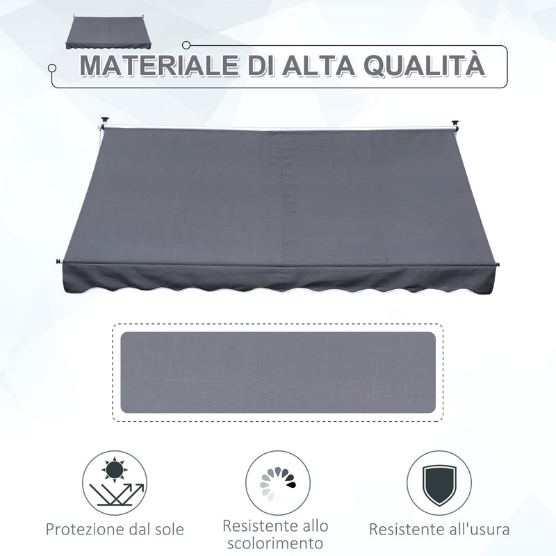 Tenda da Sole a Muro 300x150 cm in Metallo e Poliestere Grigio-5