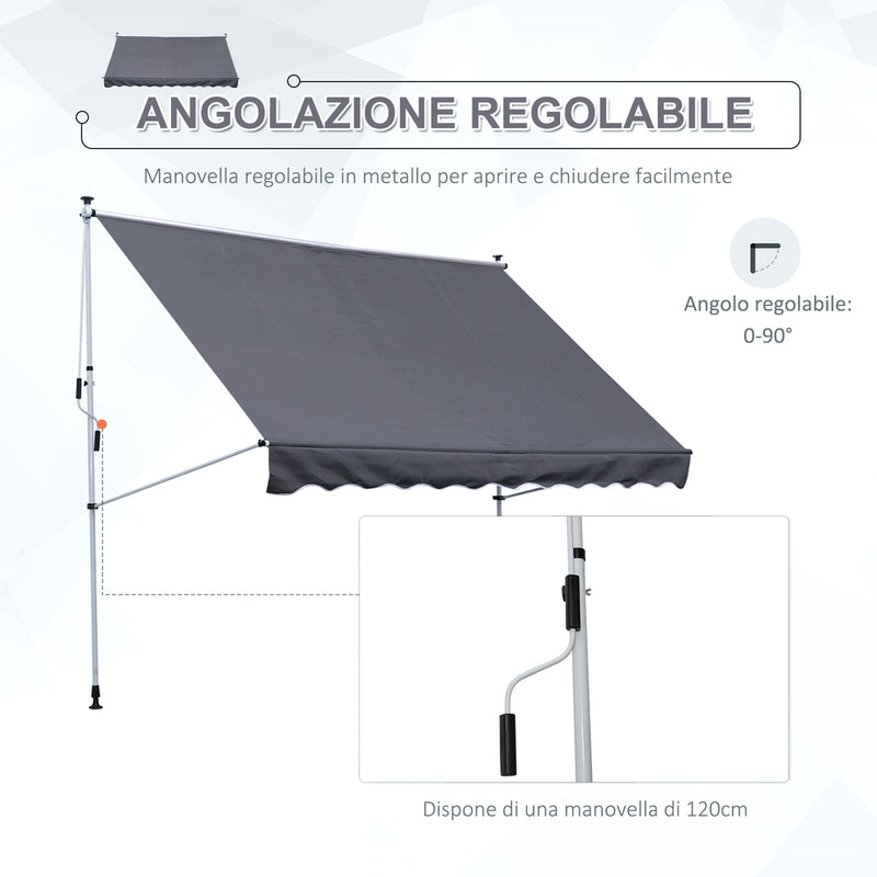 Tenda da Sole a Muro 300x150 cm in Metallo e Poliestere Grigio-6