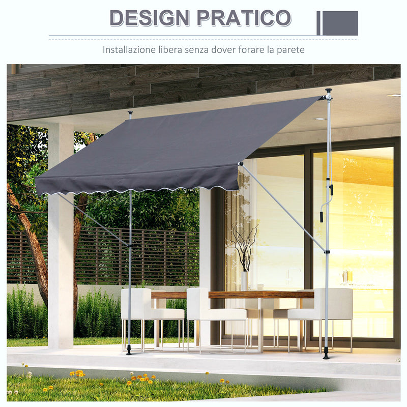 Tenda da Sole a Muro 300x150 cm in Metallo e Poliestere Grigio-8