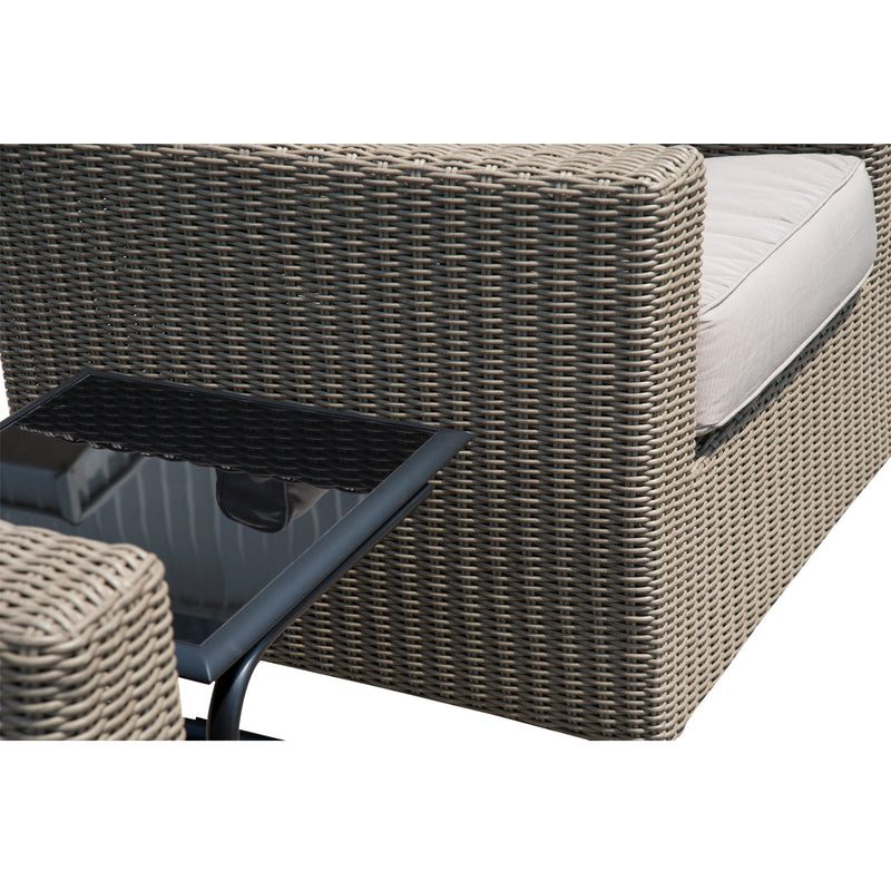 Set Salotto da Giardino in Rattan Sintetico 2 Poltrone e Tavolino Grigio -6