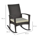 Sedia a Dondolo con Braccioli 66x88x98 cm in Rattan Marrone-3