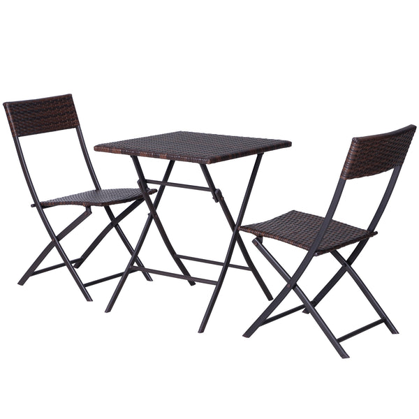 Ensemble Table Basse et 2 Chaises de Jardin Pliantes en Rotin Synthétique Marron prezzo