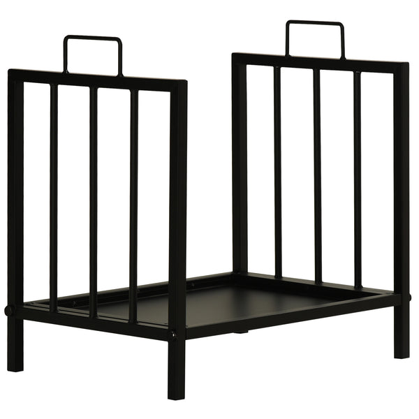 Porte-bûches pour Cheminée 42x32,5x46 cm en Métal Noir sconto