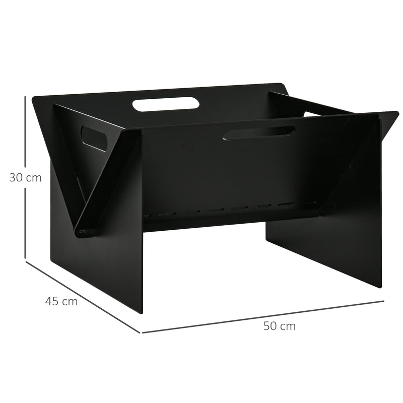 Braciere con Maniglie Portatile 50x45x30cm in Acciaio Nero-3