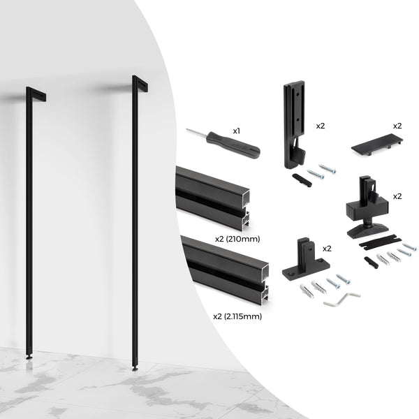 prezzo Kit de structure modulaire, connexions et 2 profils de sol et de mur en aluminium Emuca Zero Black