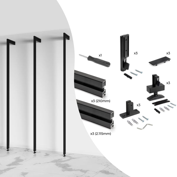 Kit de structure modulaire, connexions et 3 profils de sol et de mur en aluminium Emuca Zero Black acquista