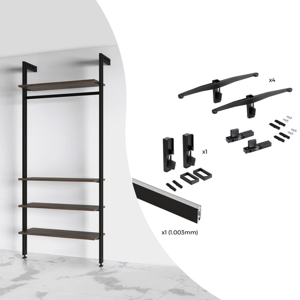 Kit Supporti per Mensole e Appendiabiti in Legno e Alluminio Emuca Zero Nero sconto